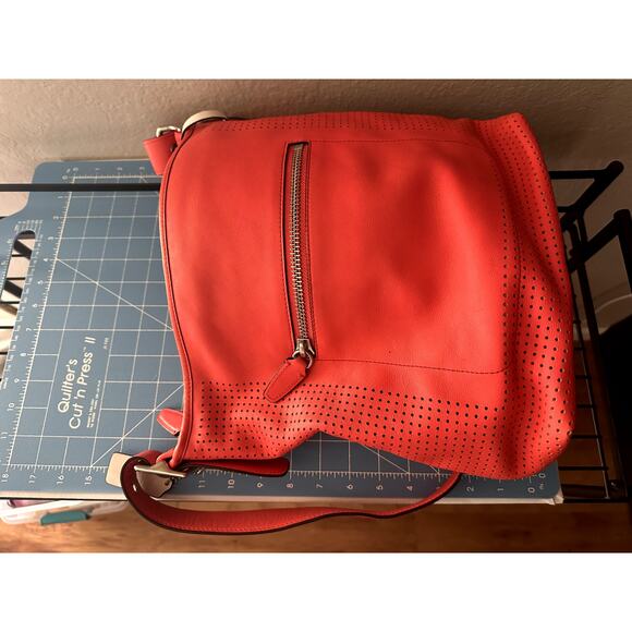 Coach Legacy Perforated Leather Hobo Bag & Matching Wallet Set - Red/Vermillion - Picture 13 of 13